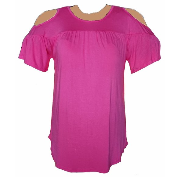 Chelsea Studio Cold Shoulder Shirt Size L 18/20 Pink Plus Size Flare Sleeve NWT - Picture 2 of 3